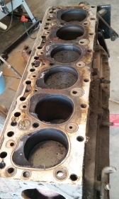 The block with the head removed, showing the head gasket